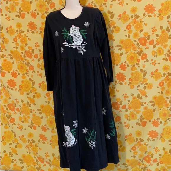 Cute Vintage Glitter Cat 90s Dress - Picture 8 of 8
